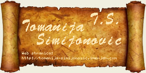 Tomanija Simijonović vizit kartica